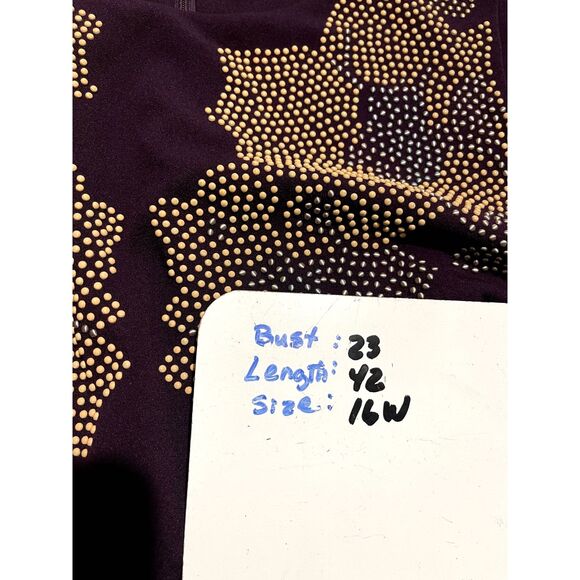 Calvin Klein dress career wear beaded floral business office purple women 16W - Picture 6 of 6